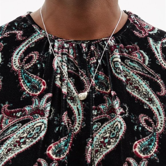 Isabel Marant Paisley Printed Velvet Exaggerated Shoulder Cropped Blouse - Picture 4 of 6